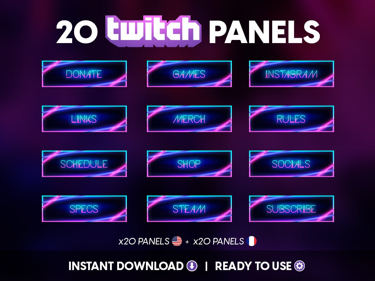Neon City Twitch Panels: Amplify Your Streams - StreamersVisuals