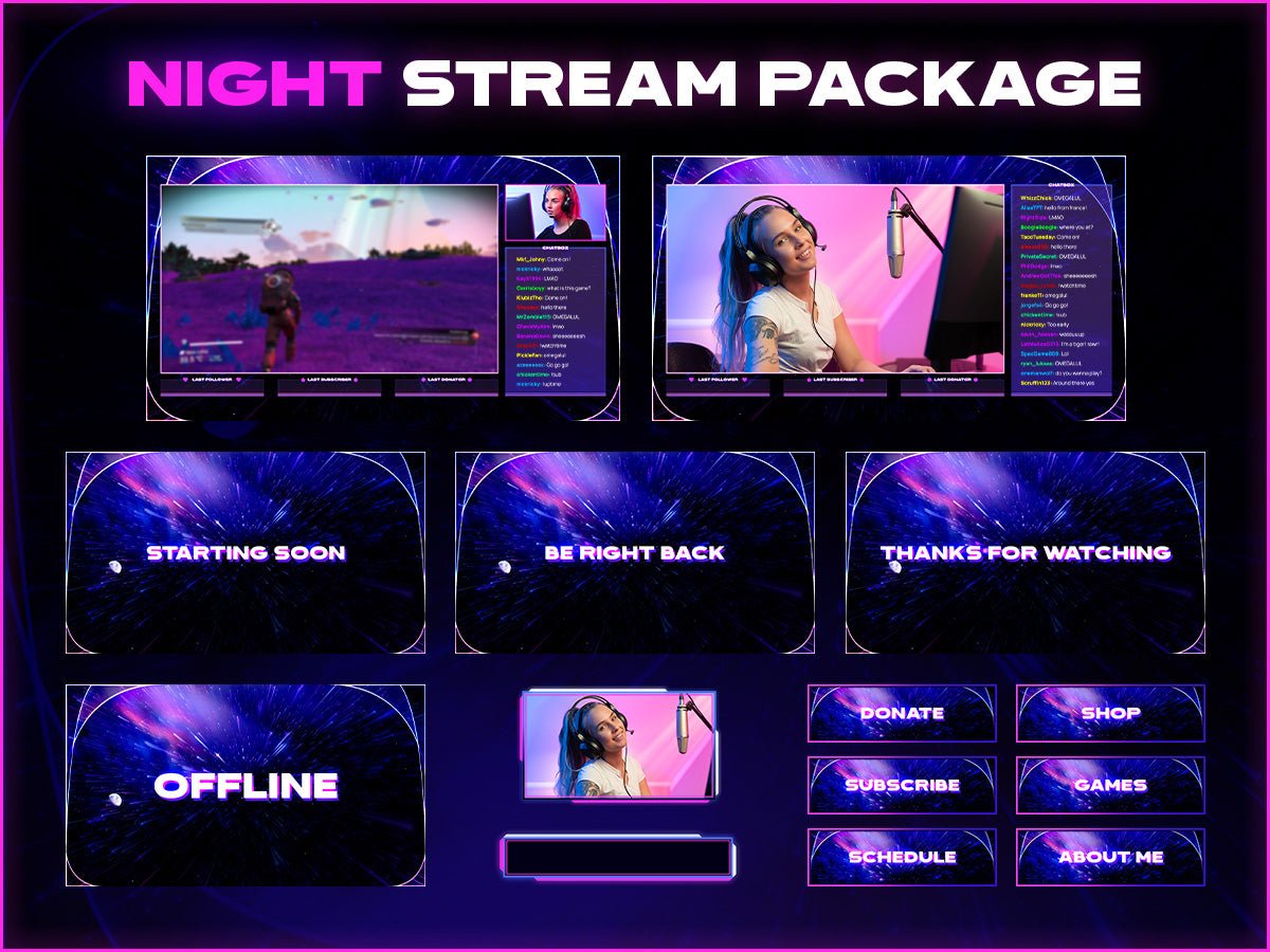 Night Stream Pack Overlays - StreamVisuArt