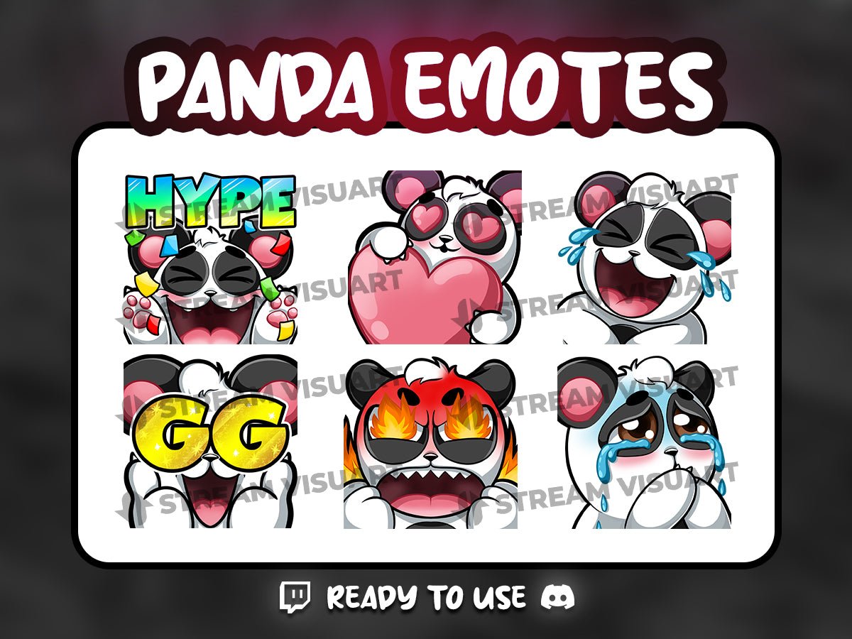 Panda Emotes 6-Pack - StreamVisuArt