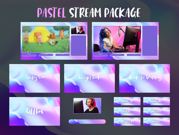Pastel Stream Pack Overlays - StreamVisuArt