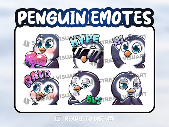 Pingouin Emotes 6-Pack - StreamVisuArt