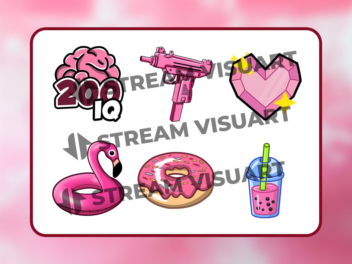 Pink Emotes 6-Pack - StreamVisuArt