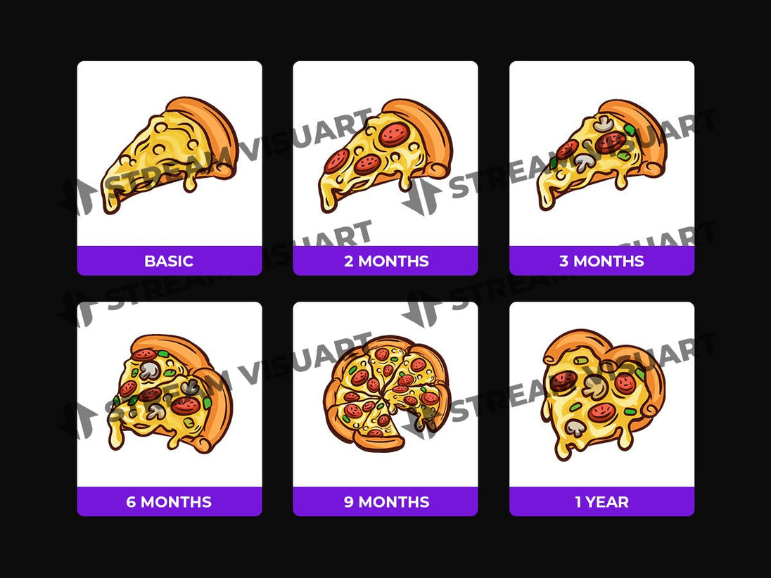 Pizza Badges Twitch 6-Pack - StreamVisuArt