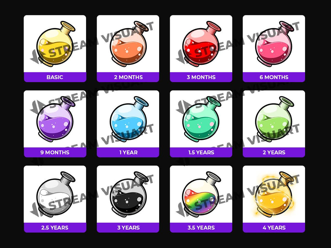 Potions Badges Twitch 12-Pack - StreamVisuArt