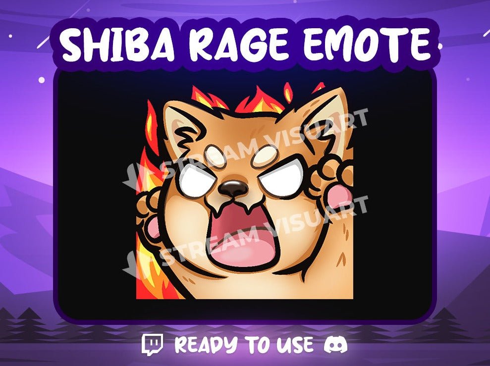 Rage Twitch Emote Shiba - StreamVisuArt