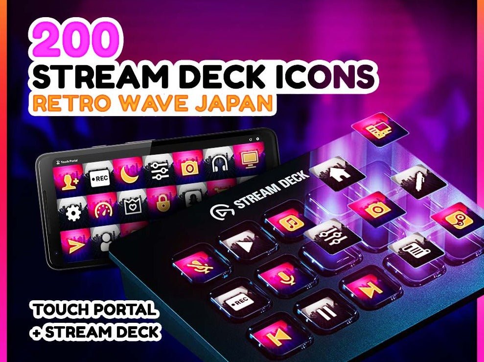 Retro Wave Japon - 200 Icônes de Stream Deck - StreamVisuArt