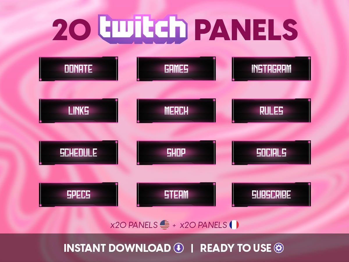 High-Quality Rose Gaming Twitch Panels - StreamersVisuals