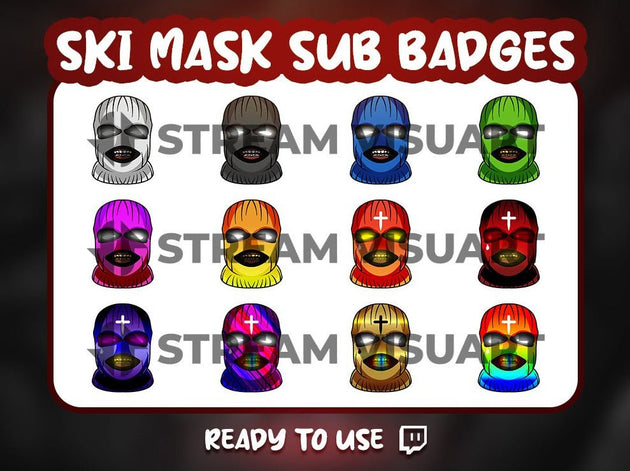 Ski Mask Drill Badges Twitch 12-Pack - StreamVisuArt