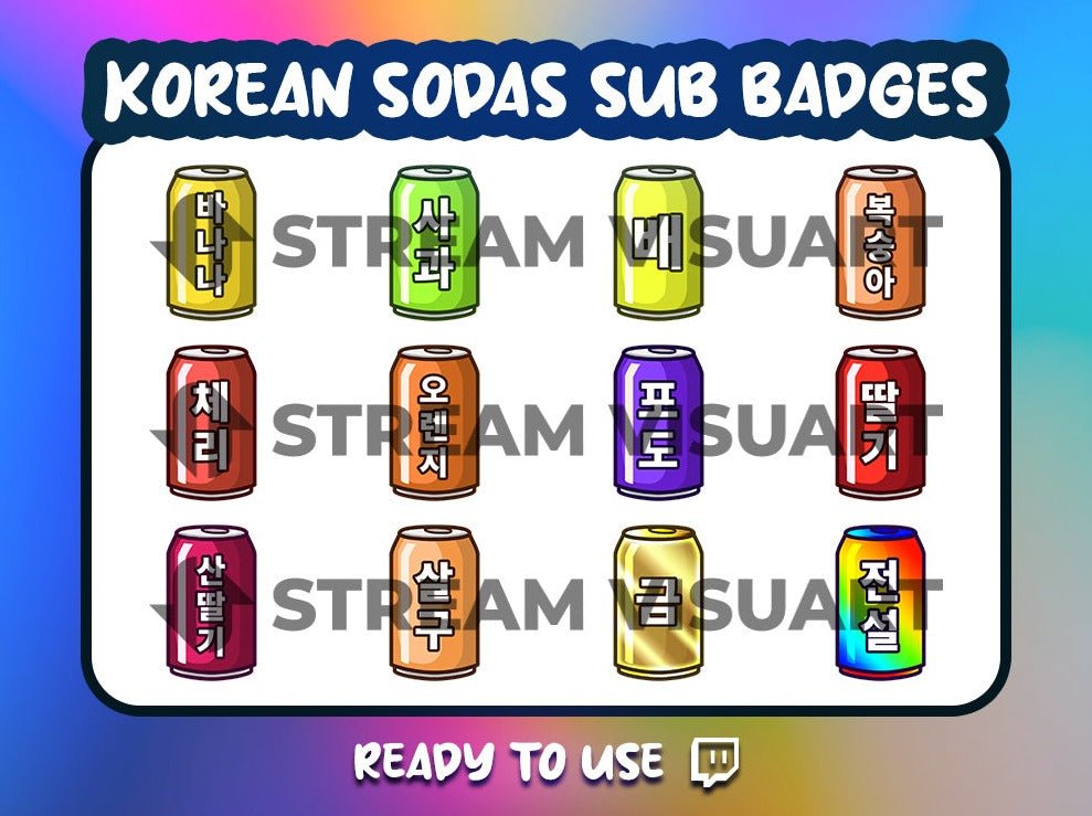 Sodas Coréen Badges Twitch 12-Pack - StreamVisuArt