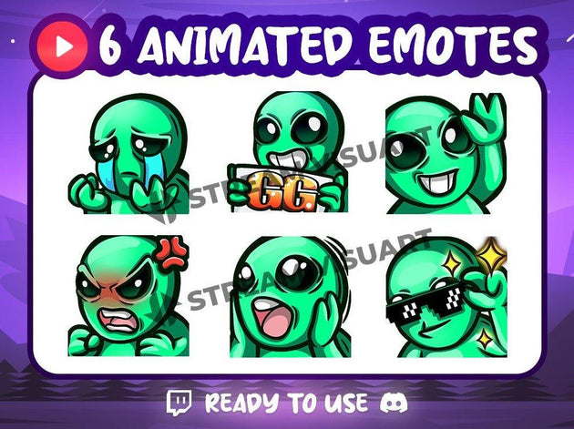 Alien 6 Animated Emotes - StreamersVisuals