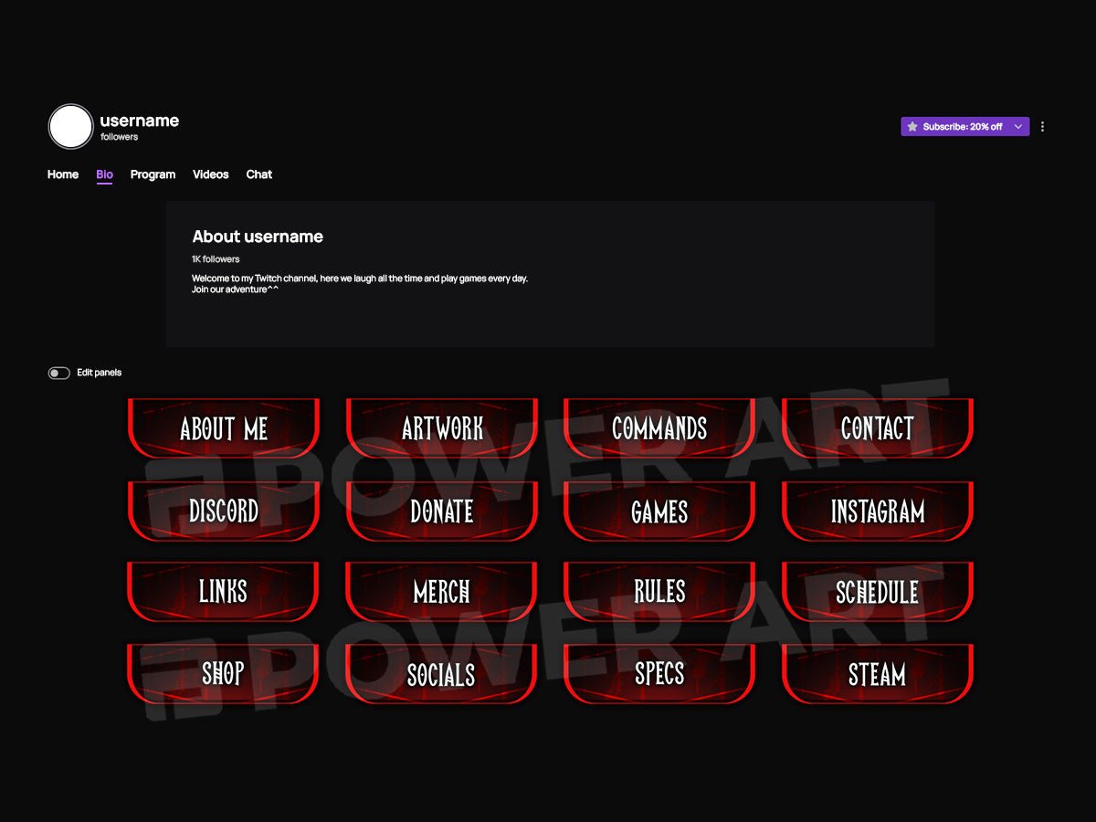 Vampire Twitch Panels for Live Streaming - StreamersVisuals